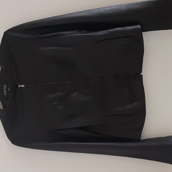 Kasper soft black leather jacket with zip from medium size small - Picture 3 of 6
